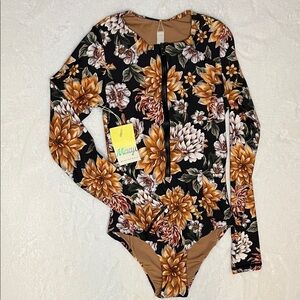 Maaji Black and Gold Floral One Piece Swimwear NEW Size S